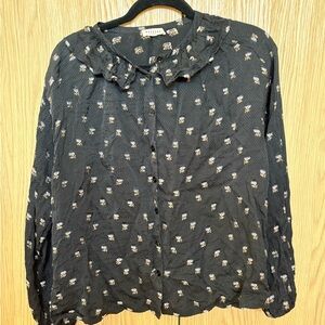 Vilagallo Women's Black Patterned Blouse